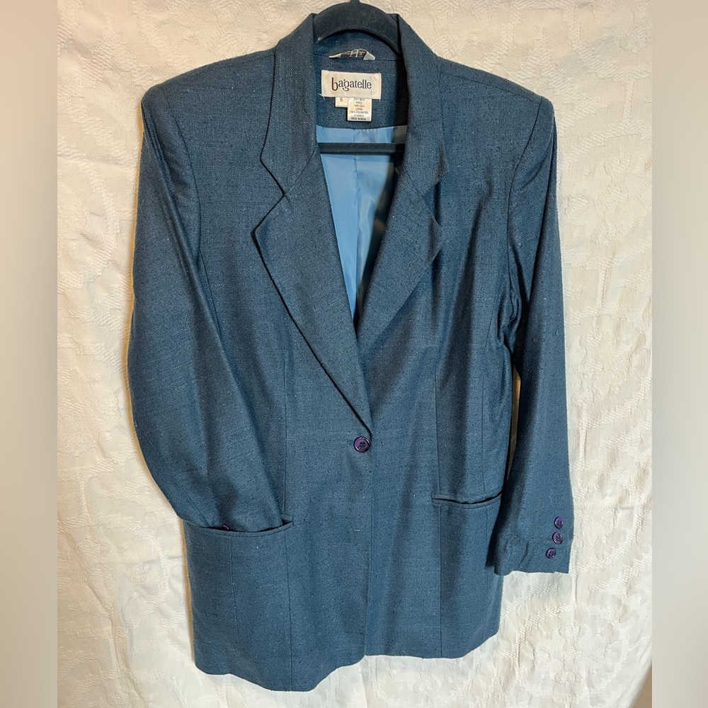 Bagatelle Vintage 100% Silk Tailored One-Button Blazer, Size 6
